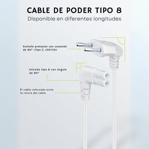 Cable De Poder Tv Blanco 5m Premium Smart Tv Corriente Tipo8 - Laru