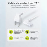 Cable De Poder Tv Blanco 5m Premium Smart Tv Corriente Tipo8 - Laru