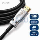 Cable HDMI 2.1 fibra óptica DIETEC: 100 metros, 8K 60Hz, 4K 120Hz, 48 Gbps