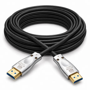 Cable HDMI 2.1 de fibra óptica DIETEC con conectores metálicos plateados