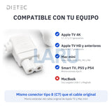 Compatibilidad del cable de poder tipo 8 DIETEC blanco