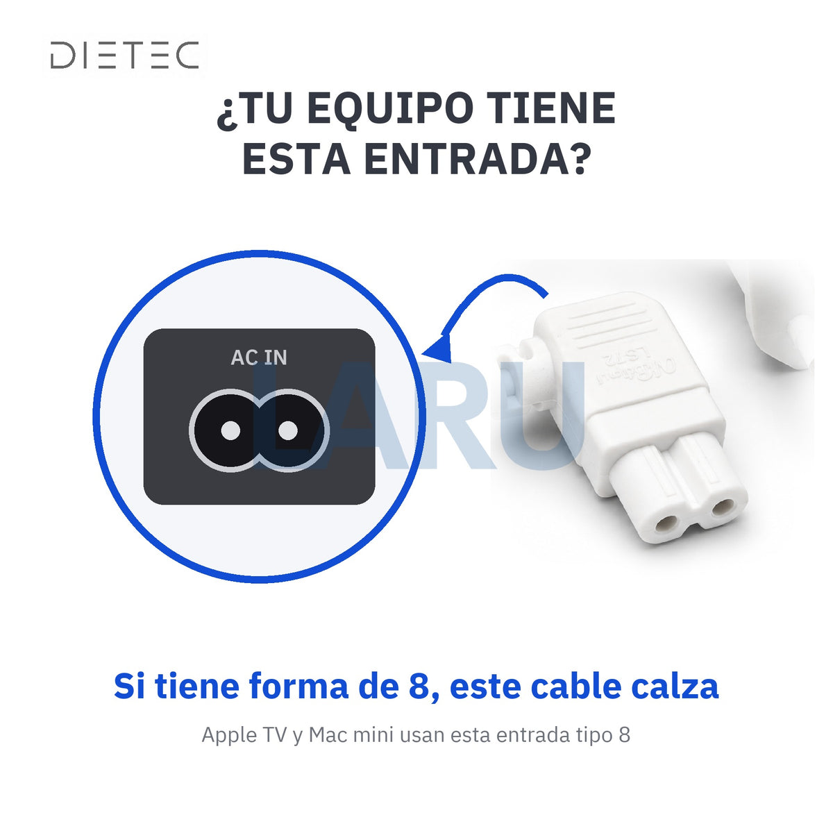 Cómo saber si tu equipo usa cable tipo 8: entrada con forma de 8