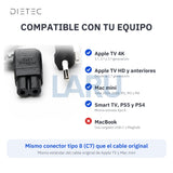 Compatibilidad del cable de poder tipo 8 DIETEC negro
