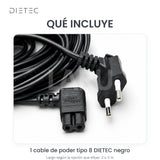 Qué incluye: 1 cable de poder tipo 8 DIETEC negro
