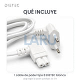 Qué incluye: 1 cable de poder tipo 8 DIETEC blanco
