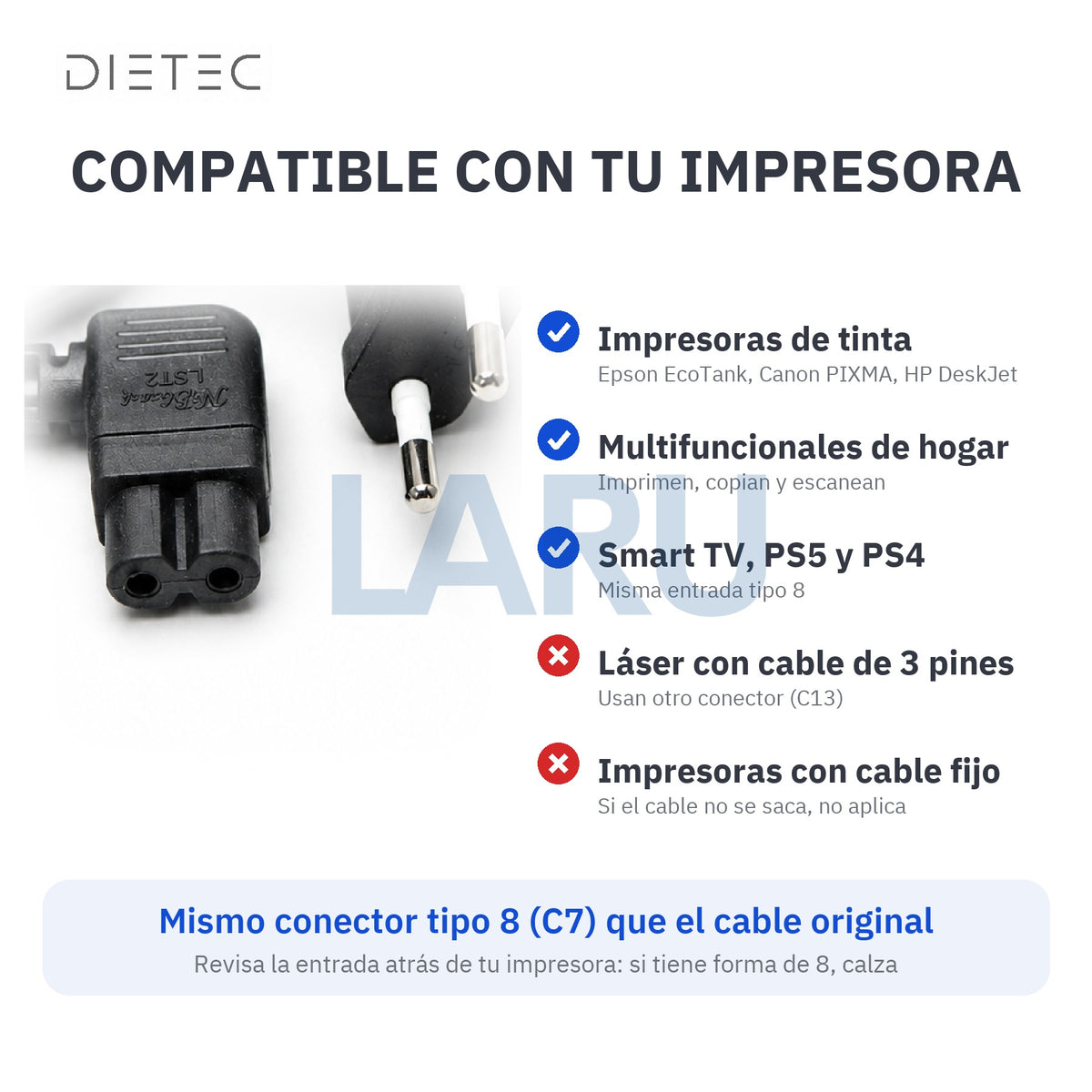 Compatible con impresoras de tinta Epson EcoTank, Canon PIXMA y HP DeskJet; no sirve para láser de 3 pines