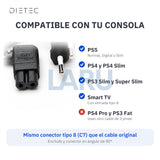 Compatible con PS5, PS4, PS4 Slim, PS3 Slim y Smart TV; no sirve para PS4 Pro ni PS3 Fat