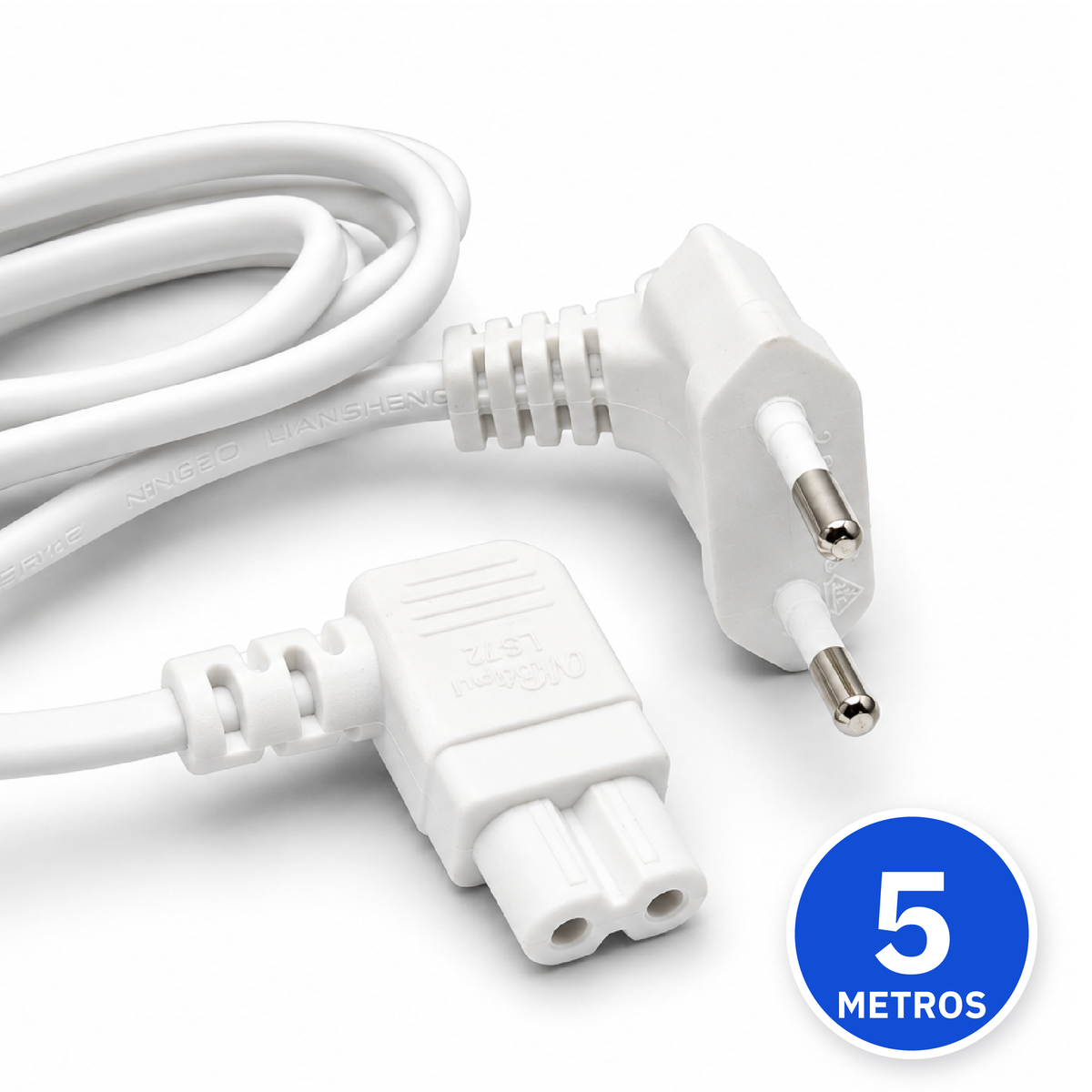 Cable de poder tipo 8 DIETEC blanco de 5 metros para PS5, PS4 y PS3