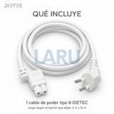 Qué incluye: 1 cable de poder tipo 8 DIETEC blanco