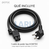 Qué incluye: 1 cable de poder tipo 8 DIETEC negro