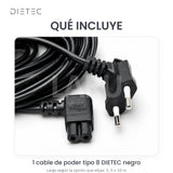 Qué incluye: 1 cable de poder tipo 8 DIETEC negro