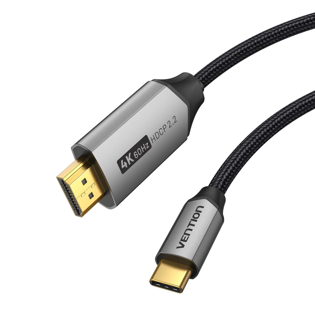 Cable USB-C a HDMI Vention de 2 metros con conectores chapados en oro y carcasa de aluminio, 4K 60Hz y HDCP 2.2