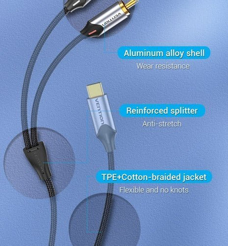 Cable Usb - c Macho A 2rca Macho De 2 M Vention Bughh - Laru