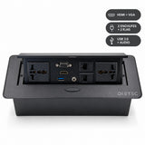 Caja de conexión DIETEC con HDMI + VGA, 2 enchufes + 2 RJ45, USB 3.0 + audio
