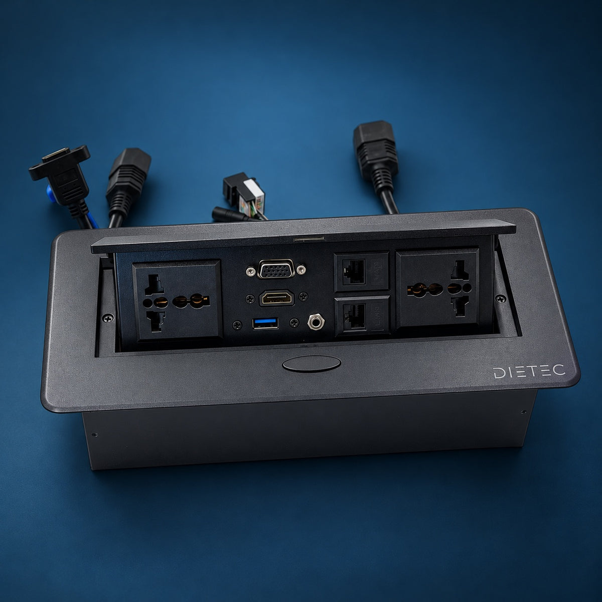 Caja de conexión multimedia DIETEC de acero negro