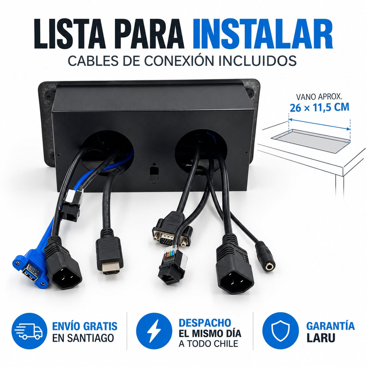 Caja de conexión DIETEC lista para instalar con cables incluidos, vano 26 x 11,5 cm