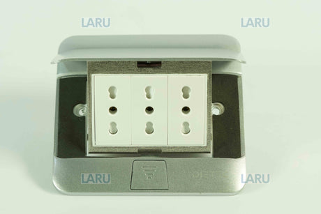 Caja Piso Pop Up Enchufe 3 Tomas Aluminio Conexion 16A - Laru