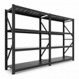 Estante Metálico Laru Racks 400x60x200cm 2400kg Heavy Duty Darlington - vista frontal, 2 módulos, 4 niveles, negro