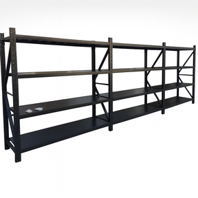 Estante metálico industrial Laru Racks Potsdam 600x60x200 cm, 4800 kg, 6 metros lineales, color negro