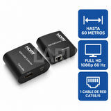 Extensor HDMI hasta 60 metros, Full HD 1080p 60 Hz, un cable de red Cat5e/6