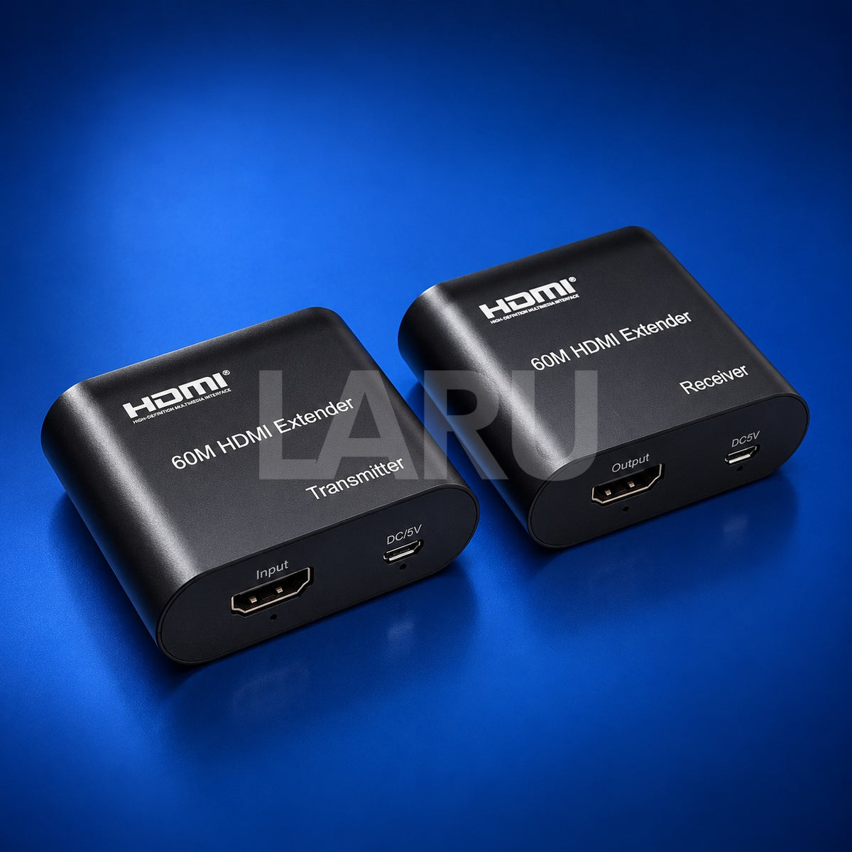 Transmisor y receptor HDMI por cable de red en carcasa de aluminio negro
