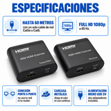 Especificaciones del extensor HDMI 60m: alcance, 1080p, punto a punto, carcasa metálica