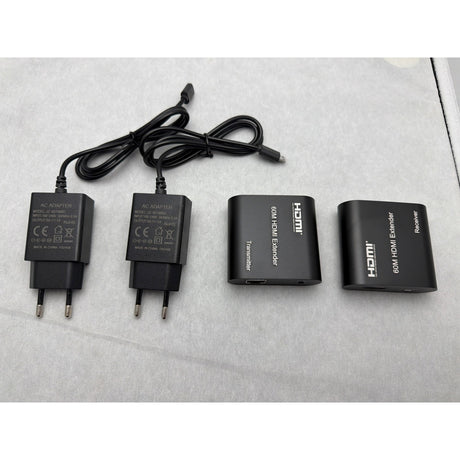 Contenido de la caja: transmisor, receptor y 2 adaptadores 5V 1A
