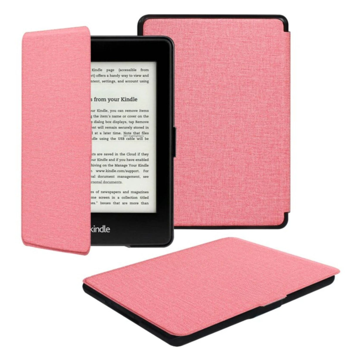 Funda Kindle rosa protectora material ecocuero durable
