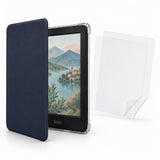 Funda DIETEC azul marino para Kobo Clara Colour y Clara BW con tapa abierta y 2 micas mate