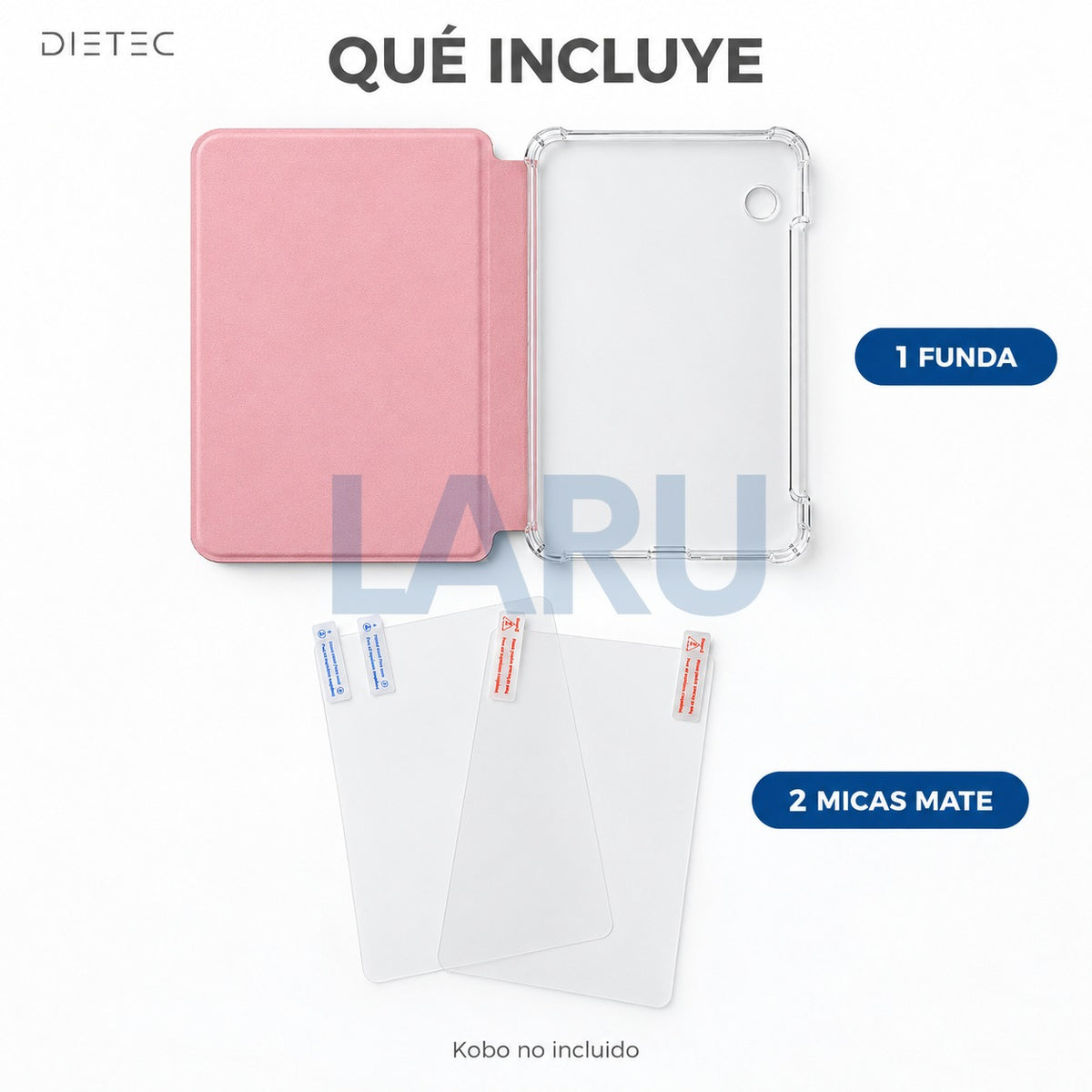 Qué incluye: 1 funda DIETEC rosa y 2 micas mate para Kobo Clara