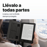 Kindle Paperwhite en funda libro negra en un viaje