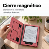 Funda libro rosa con cierre magnético para Kindle Paperwhite