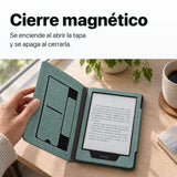 Funda libro verde agua con cierre magnético para Kindle Paperwhite