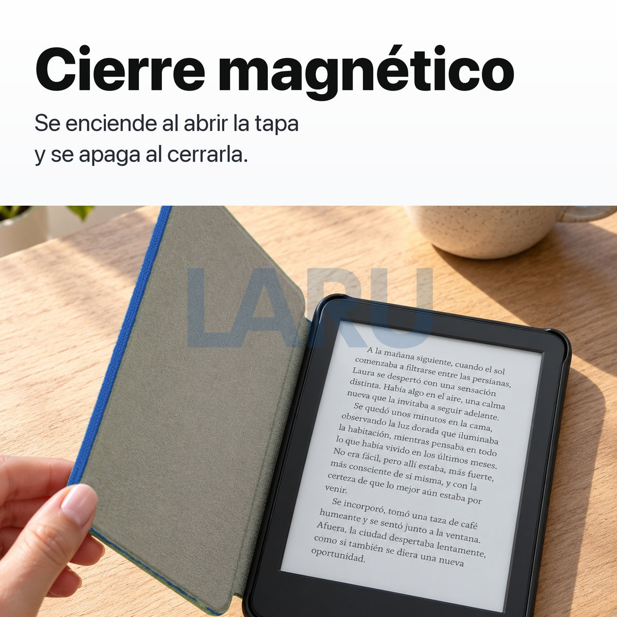 Funda premium microfibra azul para Kindle 2022/2024 de 6 pulgadas con lámina