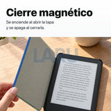 Funda premium microfibra azul para Kindle 2022/2024 de 6 pulgadas con lámina