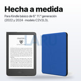 Funda premium microfibra azul para Kindle 2022/2024 de 6 pulgadas con lámina