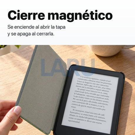 Funda premium microfibra negra para Kindle 2022/2024 de 6 pulgadas con lámina