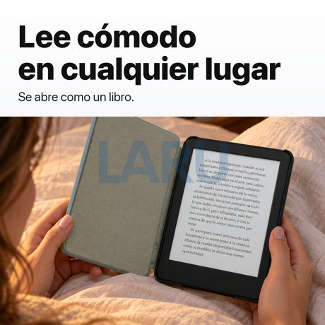 Funda premium microfibra negra para Kindle 2022/2024 de 6 pulgadas con lámina