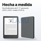 Funda premium microfibra negra para Kindle 2022/2024 de 6 pulgadas con lámina