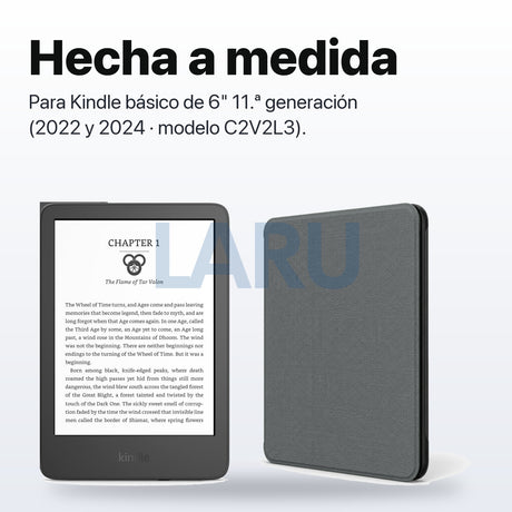 Funda premium microfibra negra para Kindle 2022/2024 de 6 pulgadas con lámina