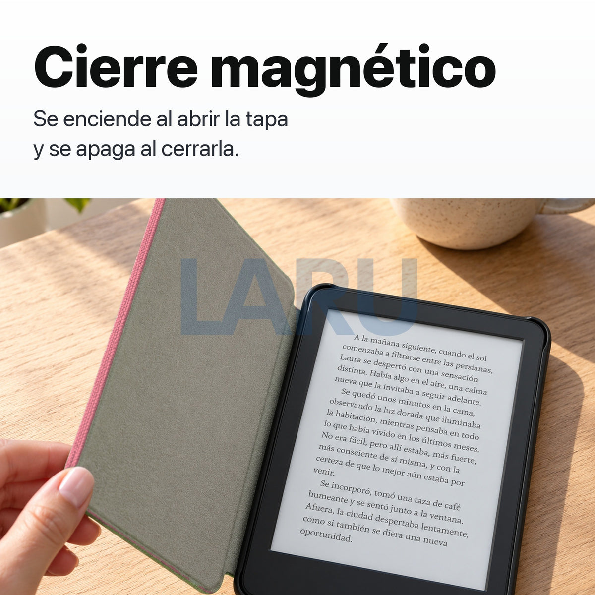 Funda premium microfibra rosa para Kindle 2022/2024 de 6 pulgadas con lámina