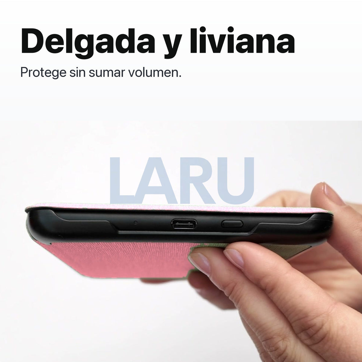 Funda premium microfibra rosa para Kindle 2022/2024 de 6 pulgadas con lámina