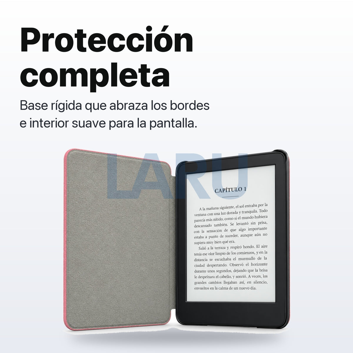 Funda premium microfibra rosa para Kindle 2022/2024 de 6 pulgadas con lámina