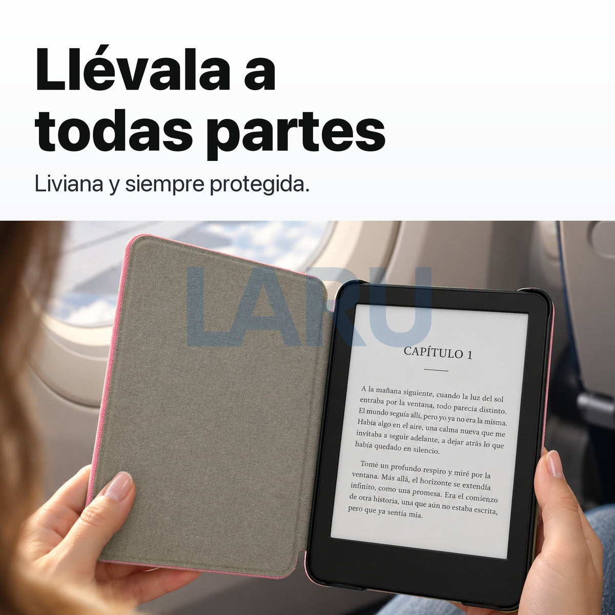 Funda premium microfibra rosa para Kindle 2022/2024 de 6 pulgadas con lámina