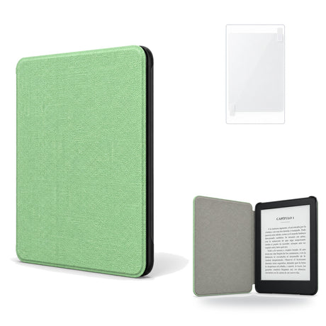 Funda premium microfibra verde menta para Kindle 2022/2024 de 6 pulgadas con lámina