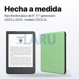 Funda premium microfibra verde menta para Kindle 2022/2024 de 6 pulgadas con lámina
