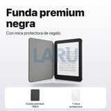 Funda premium microfibra negra para Kindle Paperwhite 2024 de 7 pulgadas con mica