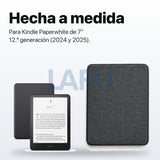 Funda premium microfibra negra para Kindle Paperwhite 2024 de 7 pulgadas con mica