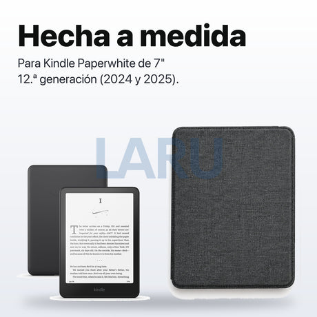 Funda premium microfibra negra para Kindle Paperwhite 2024 de 7 pulgadas con mica