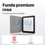 Funda premium microfibra rosa para Kindle Paperwhite 2024 de 7 pulgadas con mica